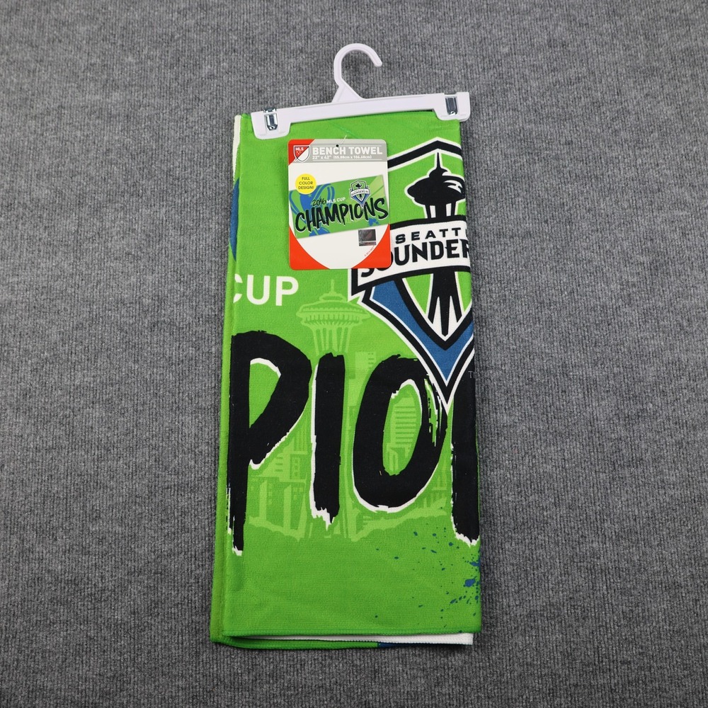 Seattle Sounders FC Bench Towel 22x42 Green MLS Soccer 2016 MLS‎ Cup Champions